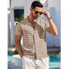 image:imageCOOFANDY Mens Short Sleeve Knit Shirt Casual Button Down Shirt Vintage Striped Knitted Golf Beach TopsTz389