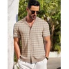 image:imageCOOFANDY Mens Short Sleeve Knit Shirt Casual Button Down Shirt Vintage Striped Knitted Golf Beach TopsTz389