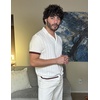 image:imageCOOFANDY Mens Short Sleeve Knit Shirt Casual Button Down Shirt Vintage Striped Knitted Golf Beach TopsWhite