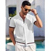 image:imageCOOFANDY Mens Short Sleeve Knit Shirt Casual Button Down Shirt Vintage Striped Knitted Golf Beach TopsWhite