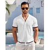 image:imageCOOFANDY Mens Short Sleeve Knit Shirt Casual Button Down Shirt Vintage Striped Knitted Golf Beach TopsWhite