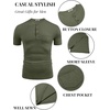 image:imageCOOFANDY Mens Soft Henley Short Sleeve T Shirts Casual Basic Shirt with Pocket 3 Button Tees Summer TopsArmy Green