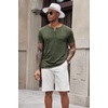 image:imageCOOFANDY Mens Soft Henley Short Sleeve T Shirts Casual Basic Shirt with Pocket 3 Button Tees Summer TopsArmy Green