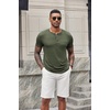image:imageCOOFANDY Mens Soft Henley Short Sleeve T Shirts Casual Basic Shirt with Pocket 3 Button Tees Summer TopsArmy Green
