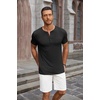 image:imageCOOFANDY Mens Soft Henley Short Sleeve T Shirts Casual Basic Shirt with Pocket 3 Button Tees Summer TopsBlack
