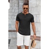 image:imageCOOFANDY Mens Soft Henley Short Sleeve T Shirts Casual Basic Shirt with Pocket 3 Button Tees Summer TopsBlack