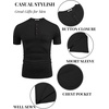 image:imageCOOFANDY Mens Soft Henley Short Sleeve T Shirts Casual Basic Shirt with Pocket 3 Button Tees Summer TopsBlack