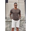 image:imageCOOFANDY Mens Soft Henley Short Sleeve T Shirts Casual Basic Shirt with Pocket 3 Button Tees Summer TopsBrown