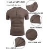 image:imageCOOFANDY Mens Soft Henley Short Sleeve T Shirts Casual Basic Shirt with Pocket 3 Button Tees Summer TopsBrown