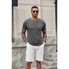 image:imageCOOFANDY Mens Soft Henley Short Sleeve T Shirts Casual Basic Shirt with Pocket 3 Button Tees Summer TopsDark Grey
