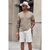 image:imageCOOFANDY Mens Soft Henley Short Sleeve T Shirts Casual Basic Shirt with Pocket 3 Button Tees Summer TopsDark Khaki