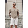 image:imageCOOFANDY Mens Soft Henley Short Sleeve T Shirts Casual Basic Shirt with Pocket 3 Button Tees Summer TopsDark Khaki