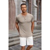 image:imageCOOFANDY Mens Soft Henley Short Sleeve T Shirts Casual Basic Shirt with Pocket 3 Button Tees Summer TopsDark Khaki
