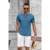 image:imageCOOFANDY Mens Soft Henley Short Sleeve T Shirts Casual Basic Shirt with Pocket 3 Button Tees Summer TopsDemin Blue