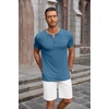 image:imageCOOFANDY Mens Soft Henley Short Sleeve T Shirts Casual Basic Shirt with Pocket 3 Button Tees Summer TopsDemin Blue