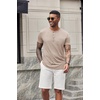 image:imageCOOFANDY Mens Soft Henley Short Sleeve T Shirts Casual Basic Shirt with Pocket 3 Button Tees Summer TopsKhaki
