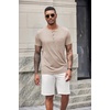 image:imageCOOFANDY Mens Soft Henley Short Sleeve T Shirts Casual Basic Shirt with Pocket 3 Button Tees Summer TopsKhaki