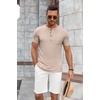 image:imageCOOFANDY Mens Soft Henley Short Sleeve T Shirts Casual Basic Shirt with Pocket 3 Button Tees Summer TopsKhaki