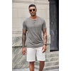 image:imageCOOFANDY Mens Soft Henley Short Sleeve T Shirts Casual Basic Shirt with Pocket 3 Button Tees Summer TopsLight Grey