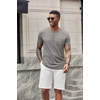 image:imageCOOFANDY Mens Soft Henley Short Sleeve T Shirts Casual Basic Shirt with Pocket 3 Button Tees Summer TopsLight Grey