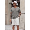 image:imageCOOFANDY Mens Soft Henley Short Sleeve T Shirts Casual Basic Shirt with Pocket 3 Button Tees Summer TopsLight Grey