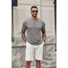 image:imageCOOFANDY Mens Soft Henley Short Sleeve T Shirts Casual Basic Shirt with Pocket 3 Button Tees Summer TopsLight Grey