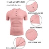 image:imageCOOFANDY Mens Soft Henley Short Sleeve T Shirts Casual Basic Shirt with Pocket 3 Button Tees Summer TopsPink