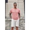 image:imageCOOFANDY Mens Soft Henley Short Sleeve T Shirts Casual Basic Shirt with Pocket 3 Button Tees Summer TopsPink