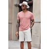 image:imageCOOFANDY Mens Soft Henley Short Sleeve T Shirts Casual Basic Shirt with Pocket 3 Button Tees Summer TopsPink