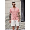 image:imageCOOFANDY Mens Soft Henley Short Sleeve T Shirts Casual Basic Shirt with Pocket 3 Button Tees Summer TopsPink