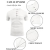 image:imageCOOFANDY Mens Soft Henley Short Sleeve T Shirts Casual Basic Shirt with Pocket 3 Button Tees Summer TopsWhite