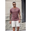 image:imageCOOFANDY Mens Soft Henley Short Sleeve T Shirts Casual Basic Shirt with Pocket 3 Button Tees Summer TopsWine Red