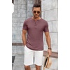 image:imageCOOFANDY Mens Soft Henley Short Sleeve T Shirts Casual Basic Shirt with Pocket 3 Button Tees Summer TopsWine Red