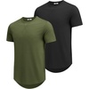 image:imageCOOFANDY Mens T Shirts Casual Short Sleeve Cotton Tee Shirts Hipster Hip Hop Longline TShirt Basic Summer TopsTwo Pack Black  Army Green