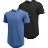 image:imageCOOFANDY Mens T Shirts Casual Short Sleeve Cotton Tee Shirts Hipster Hip Hop Longline TShirt Basic Summer TopsTwo Pack Black  Blue