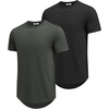 image:imageCOOFANDY Mens T Shirts Casual Short Sleeve Cotton Tee Shirts Hipster Hip Hop Longline TShirt Basic Summer TopsTwo Pack Black  Dark Grey