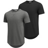 image:imageCOOFANDY Mens T Shirts Casual Short Sleeve Cotton Tee Shirts Hipster Hip Hop Longline TShirt Basic Summer TopsTwo Pack Black  Grey