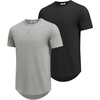 image:imageCOOFANDY Mens T Shirts Casual Short Sleeve Cotton Tee Shirts Hipster Hip Hop Longline TShirt Basic Summer TopsTwo Pack Black  Light Grey