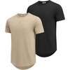 image:imageCOOFANDY Mens T Shirts Casual Short Sleeve Cotton Tee Shirts Hipster Hip Hop Longline TShirt Basic Summer TopsTwo Pack Black  Light Khaki