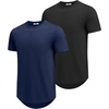 image:imageCOOFANDY Mens T Shirts Casual Short Sleeve Cotton Tee Shirts Hipster Hip Hop Longline TShirt Basic Summer TopsTwo Pack Black  Navy Blue