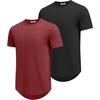 image:imageCOOFANDY Mens T Shirts Casual Short Sleeve Cotton Tee Shirts Hipster Hip Hop Longline TShirt Basic Summer TopsTwo Pack Black  Wine Red