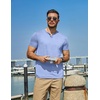 image:imageCOOFANDY Mens T Shirts Short Sleeve Casual V Neck TShirt Soft Notch Neck Tee Classic Plain ShirtsLight Blue