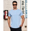 image:imageCOOFANDY Mens TShirts Henley Short Sleeve Cotton Shirts Button Tee Tops  COOFANDYLight Blue