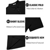image:imageCOOFANDY Mens Textured Polo Shirts Short Sleeve Slim Fit Casual Button Polo TShirt Summer Collared Golf ShirtAll Black