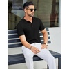 image:imageCOOFANDY Mens Textured Polo Shirts Short Sleeve Slim Fit Casual Button Polo TShirt Summer Collared Golf ShirtAll Black