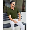 image:imageCOOFANDY Mens Textured Polo Shirts Short Sleeve Slim Fit Casual Button Polo TShirt Summer Collared Golf ShirtArmy Green