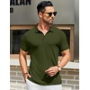 image:imageCOOFANDY Mens Textured Polo Shirts Short Sleeve Slim Fit Casual Button Polo TShirt Summer Collared Golf ShirtArmy Green