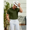 image:imageCOOFANDY Mens Textured Polo Shirts Short Sleeve Slim Fit Casual Button Polo TShirt Summer Collared Golf ShirtArmy Green