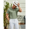 image:imageCOOFANDY Mens Textured Polo Shirts Short Sleeve Slim Fit Casual Button Polo TShirt Summer Collared Golf ShirtBlight Green