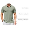 image:imageCOOFANDY Mens Textured Polo Shirts Short Sleeve Slim Fit Casual Button Polo TShirt Summer Collared Golf ShirtBlight Green